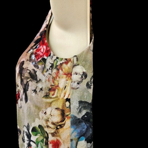 Bailey 44 Asymmetrical Ruched Floral Tank Stretch Rayon Knit Raw Hem Womens XS - Picture 5 of 8